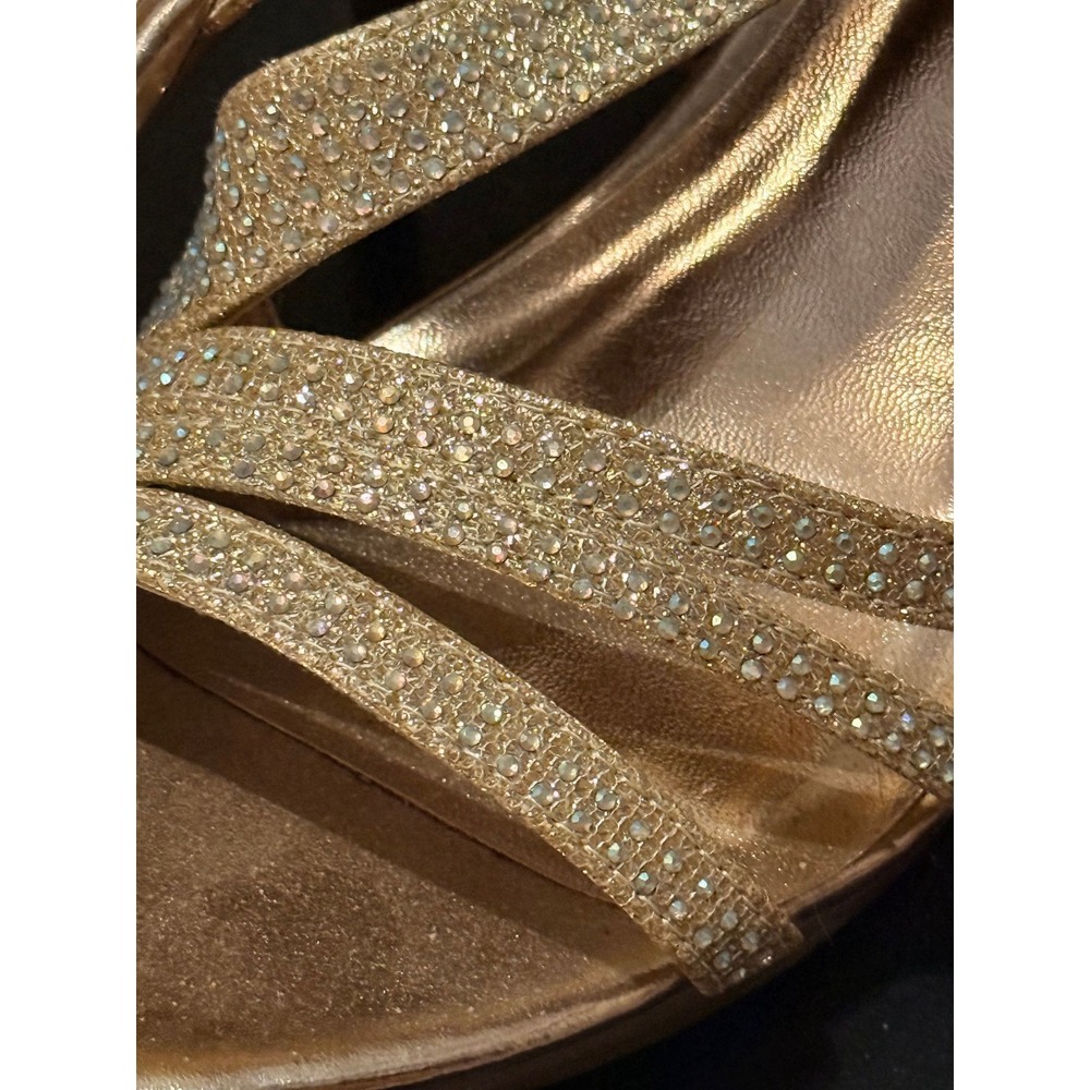 Gold Glitter Strappy Heels Women's Size 9 Evening Party Sandals - Picture 3 of 6